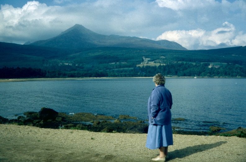 South Scotland - View from Brodick Seafront Looking Towards Goat Fell September 1999.jpg